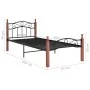 Bettgestell aus Metall und massivem Eichenholz 90x200 cm von vidaXL, Betten und Lattenroste - Ref: Foro24-324904, Preis: 81,4...
