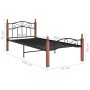 Estructura de cama metal y madera maciza de roble 90x200 cm de vidaXL, Camas y somieres - Ref: Foro24-324904, Precio: 82,11 €...
