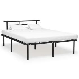 Black metal bed frame 140x200 cm by vidaXL, Beds and slatted bases - Ref: Foro24-324829, Price: 92,67 €, Discount: %