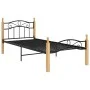 Bettgestell aus massivem Eichenholz, schwarzes Metall, 90 x 200 cm von vidaXL, Betten und Lattenroste - Ref: Foro24-324911, P...