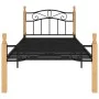 Bettgestell aus massivem Eichenholz, schwarzes Metall, 90 x 200 cm von vidaXL, Betten und Lattenroste - Ref: Foro24-324911, P...