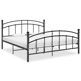 Black metal bed frame 140x200 cm by vidaXL, Beds and slatted bases - Ref: Foro24-324976, Price: 135,93 €, Discount: %
