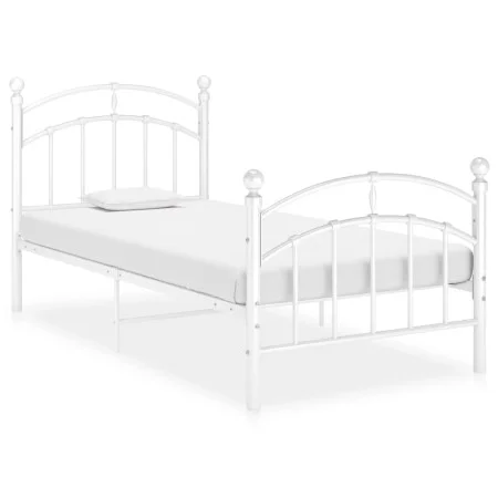 White metal bed frame 90x200 cm by vidaXL, Beds and slatted bases - Ref: Foro24-324968, Price: 83,27 €, Discount: %
