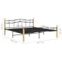 Bettgestell aus massivem Eichenholz, schwarzes Metall, 180 x 200 cm von vidaXL, Betten und Lattenroste - Ref: Foro24-324916, ...