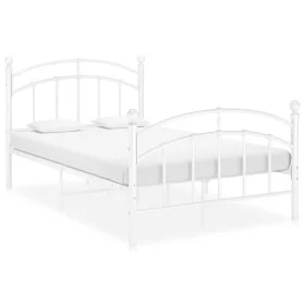 White metal bed frame 120x200 cm by vidaXL, Beds and slatted bases - Ref: Foro24-324974, Price: 94,46 €, Discount: %