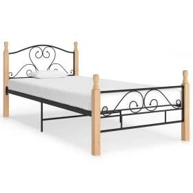 Black metal bed frame 90x200 cm by vidaXL, Beds and slatted bases - Ref: Foro24-324939, Price: 93,22 €, Discount: %