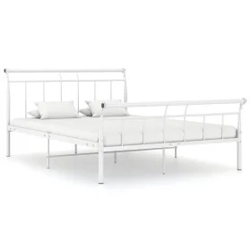 White metal bed frame 140x200 cm by vidaXL, Beds and slatted bases - Ref: Foro24-325040, Price: 99,27 €, Discount: %