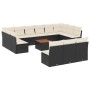 Set de sofás de jardín y cojines 14 pzas ratán sintético negro
