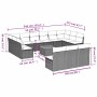 Set de sofás de jardín y cojines 14 pzas ratán sintético negro
