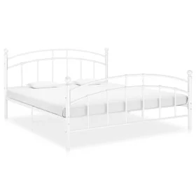 White metal bed frame 160x200 cm by vidaXL, Beds and slatted bases - Ref: Foro24-324980, Price: 134,48 €, Discount: %