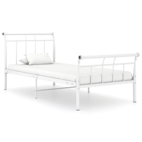 Estructura de cama de metal blanco 90x200 cm de vidaXL, Camas y somieres - Ref: Foro24-325031, Precio: 69,87 €, Descuento: %