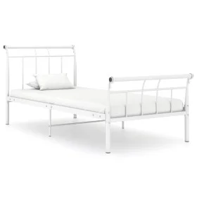 White metal bed frame 90x200 cm by vidaXL, Beds and slatted bases - Ref: Foro24-325031, Price: 73,34 €, Discount: %