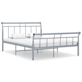 Gray metal bed frame 140x200 cm by vidaXL, Beds and slatted bases - Ref: Foro24-325041, Price: 114,37 €, Discount: %