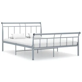 Gray metal bed frame 140x200 cm by vidaXL, Beds and slatted bases - Ref: Foro24-325041, Price: 113,21 €, Discount: %