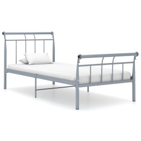 Gray metal bed frame 100x200 cm by vidaXL, Beds and slatted bases - Ref: Foro24-325035, Price: 76,45 €, Discount: %
