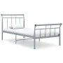Gray metal bed frame 100x200 cm by vidaXL, Beds and slatted bases - Ref: Foro24-325035, Price: 76,45 €, Discount: %