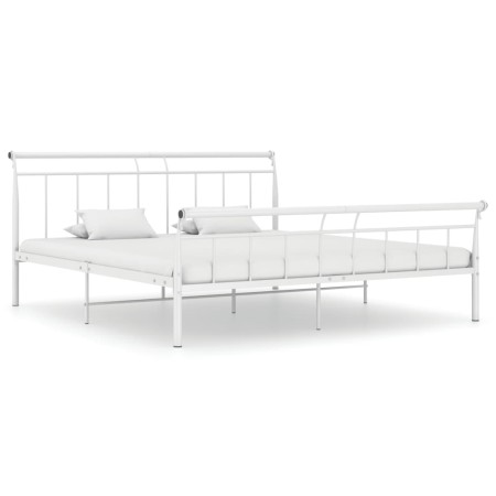 Bettgestell aus weißem Metall, 200 x 200 cm von vidaXL, Betten und Lattenroste - Ref: Foro24-325049, Preis: 106,64 €, Rabatt: %