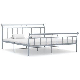 Gray metal bed frame 180x200 cm by vidaXL, Beds and slatted bases - Ref: Foro24-325047, Price: 152,57 €, Discount: %