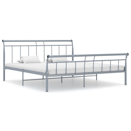 Estructura de cama de metal gris 180x200 cm de vidaXL, Camas y somieres - Ref: Foro24-325047, Precio: 152,46 €, Descuento: %