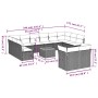 Set sofás de jardín con cojines 13 piezas ratán sintético gris