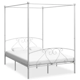 White metal canopy bed frame 140x200 cm by vidaXL, Beds and slatted bases - Ref: Foro24-284429, Price: 193,45 €, Discount: %