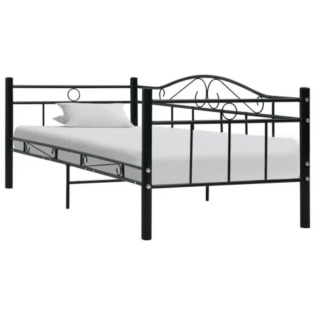 Black metal bed frame 90x200 cm by vidaXL, Beds and slatted bases - Ref: Foro24-286135, Price: 137,27 €, Discount: %