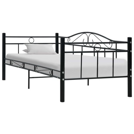 Estructura de cama de metal negro 90x200 cm de vidaXL, Camas y somieres - Ref: Foro24-286135, Precio: 146,75 €, Descuento: %