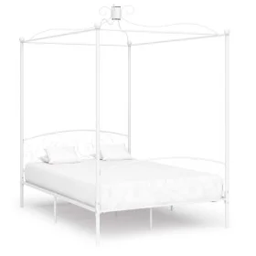 White metal canopy bed frame 120x200 cm by vidaXL, Beds and slatted bases - Ref: Foro24-284470, Price: 209,49 €, Discount: %