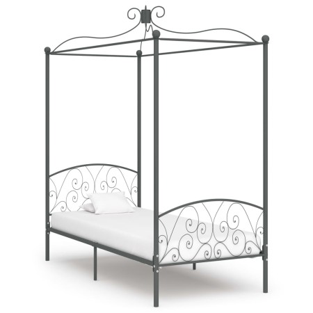 Estructura de cama con dosel metal gris 90x200 cm de vidaXL, Camas y somieres - Ref: Foro24-284480, Precio: 116,74 €, Descuen...