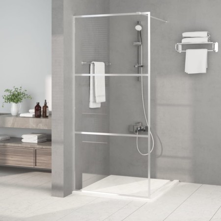 Mampara de ducha vidrio ESG transparente plateado 90x195 cm