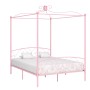 Estructura de cama con dosel metal rosa 160x200 cm de vidaXL, Camas y somieres - Ref: Foro24-284490, Precio: 189,63 €, Descue...