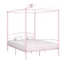 Estructura de cama con dosel metal rosa 160x200 cm de vidaXL, Camas y somieres - Ref: Foro24-284490, Precio: 190,97 €, Descue...