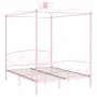 Estructura de cama con dosel metal rosa 160x200 cm de vidaXL, Camas y somieres - Ref: Foro24-284490, Precio: 190,97 €, Descue...