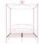 Estructura de cama con dosel metal rosa 160x200 cm de vidaXL, Camas y somieres - Ref: Foro24-284490, Precio: 190,97 €, Descue...