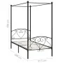 Black metal canopy bed frame 90x200 cm by vidaXL, Beds and slatted bases - Ref: Foro24-284433, Price: 127,35 €, Discount: %