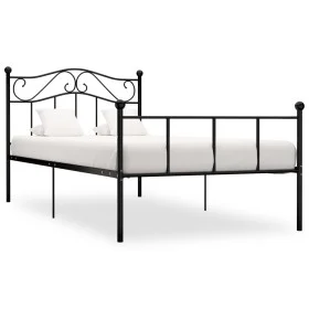 Black metal bed frame 100x200 cm by vidaXL, Beds and slatted bases - Ref: Foro24-284524, Price: 100,33 €, Discount: %