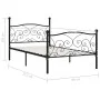 Bed frame with black metal slatted base 90x200 cm by vidaXL, Beds and slatted bases - Ref: Foro24-284454, Price: 113,68 €, Di...