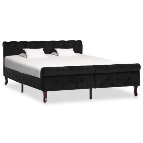 Estructura de cama de terciopelo negro 140x200 cm