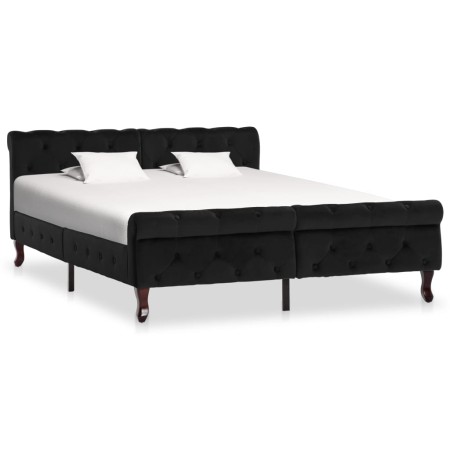 Estructura de cama de terciopelo negro 140x200 cm de vidaXL, Camas y somieres - Ref: Foro24-288553, Precio: 358,69 €, Descuen...