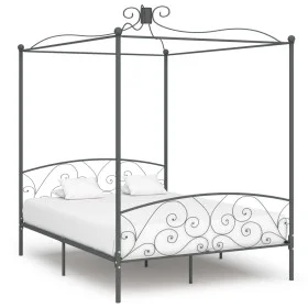 Gray metal canopy bed frame 160x200 cm by vidaXL, Beds and slatted bases - Ref: Foro24-284484, Price: 220,62 €, Discount: %