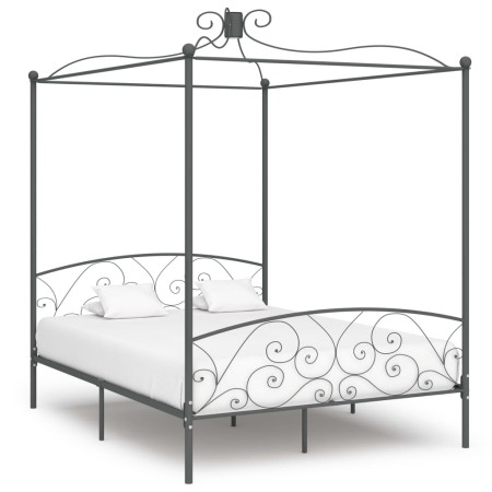 Estructura de cama con dosel metal gris 160x200 cm de vidaXL, Camas y somieres - Ref: Foro24-284484, Precio: 218,55 €, Descue...