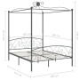 Estructura de cama con dosel metal gris 160x200 cm de vidaXL, Camas y somieres - Ref: Foro24-284484, Precio: 218,55 €, Descue...