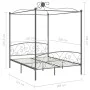 Estructura de cama con dosel metal gris 160x200 cm de vidaXL, Camas y somieres - Ref: Foro24-284484, Precio: 220,58 €, Descue...