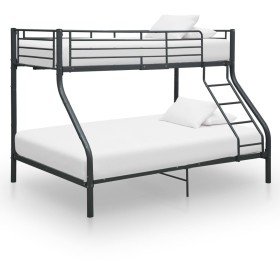 Black metal bunk bed frame 140x200 cm/90x200 cm by vidaXL, Beds and slatted bases - Ref: Foro24-287905, Price: 315,39 €, Disc...