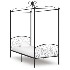 Black metal canopy bed frame 90x200 cm by vidaXL, Beds and slatted bases - Ref: Foro24-284474, Price: 129,93 €, Discount: %
