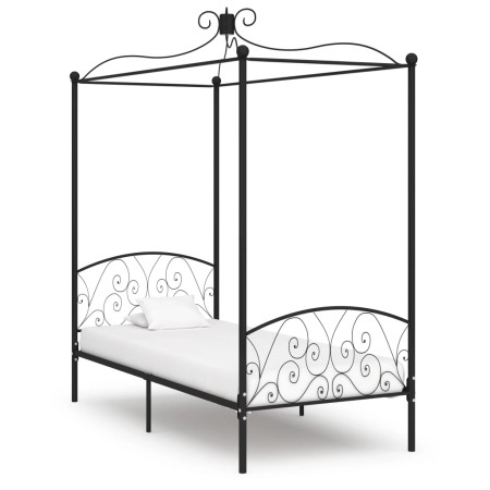 Estructura de cama con dosel metal negro 90x200 cm de vidaXL, Camas y somieres - Ref: Foro24-284474, Precio: 140,01 €, Descue...