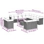 Set de sofás de jardín y cojines 14 pzas ratán sintético gris