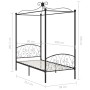 Estructura de cama con dosel metal negro 90x200 cm de vidaXL, Camas y somieres - Ref: Foro24-284474, Precio: 140,01 €, Descue...