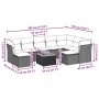 Set de sofás de jardín 10 pzas cojines ratán sintético negro