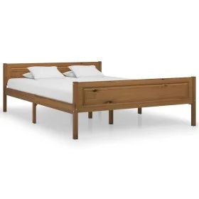 Solid pine wood bed frame honey brown 140x200 cm by vidaXL, Beds and slatted bases - Ref: Foro24-322113, Price: 132,18 €, Dis...